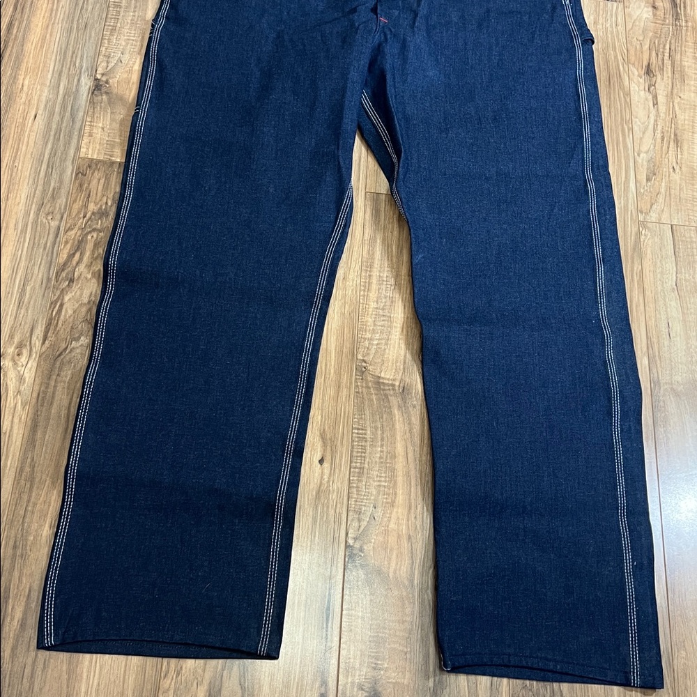 NWT Round House Denim Bib Overalls Men Blue Denim Farmer Ranch Cowboy  Sz 42x33 - Picture 5 of 8